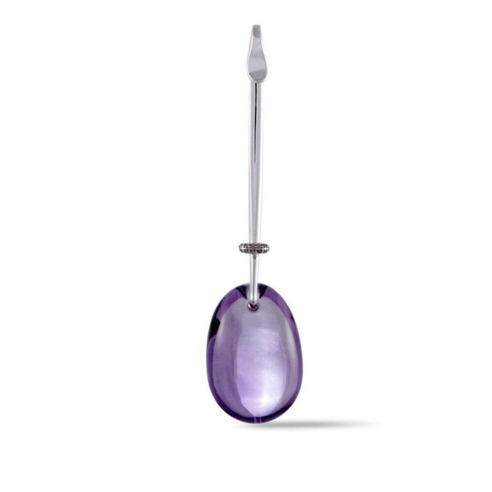 Georg Jensen Vivianna Silver Amethyst & Diamond Pendant—Torun Bülow-Hübe — NWT